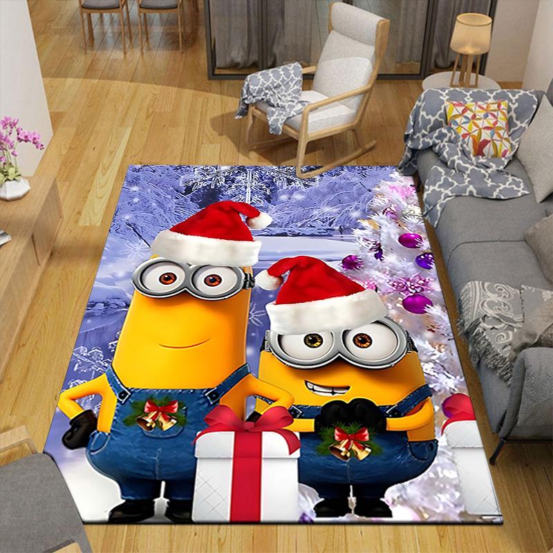1Pc Christmas Minions Celebration Rug Office Carpet Indoor Outdoor Doormat Nonslip Soft And Comfortable Living Room Christmas Halloween Gift D91853