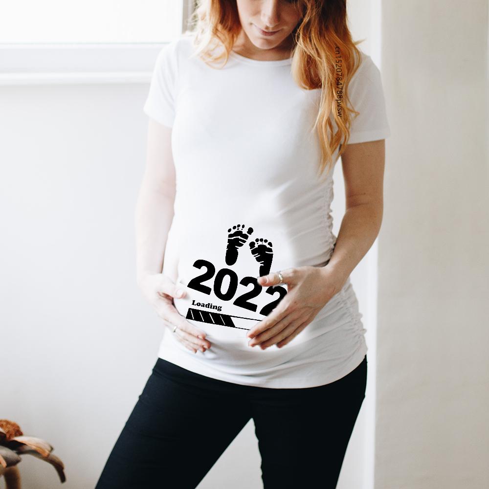 Baby Loading Women Pregnant Printed T Shirt Girl Maternity Short Sleeve Pregnancy Announcement Shirt New.Png