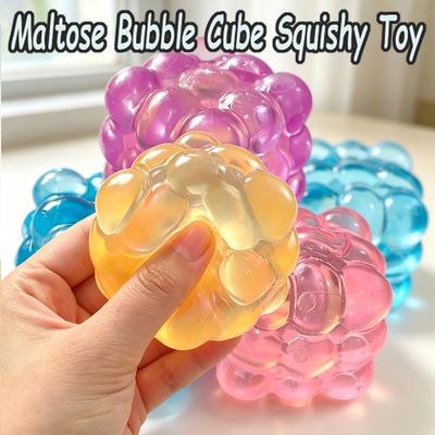 Maltose Jelly Bubble Cube Slow Rebound Squish Calming Fidget Toy Multicolored Stretch Anxiety Relief Travel Stress Relief Fidget