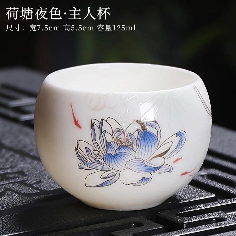 

Портативная чашка из белого фарфора с жировым нефритом, чашка со знаком китайского зодиака, чайная чашка ручной работы, керамическая индивидуальная чашка, мастер-чашки для чая 125ml