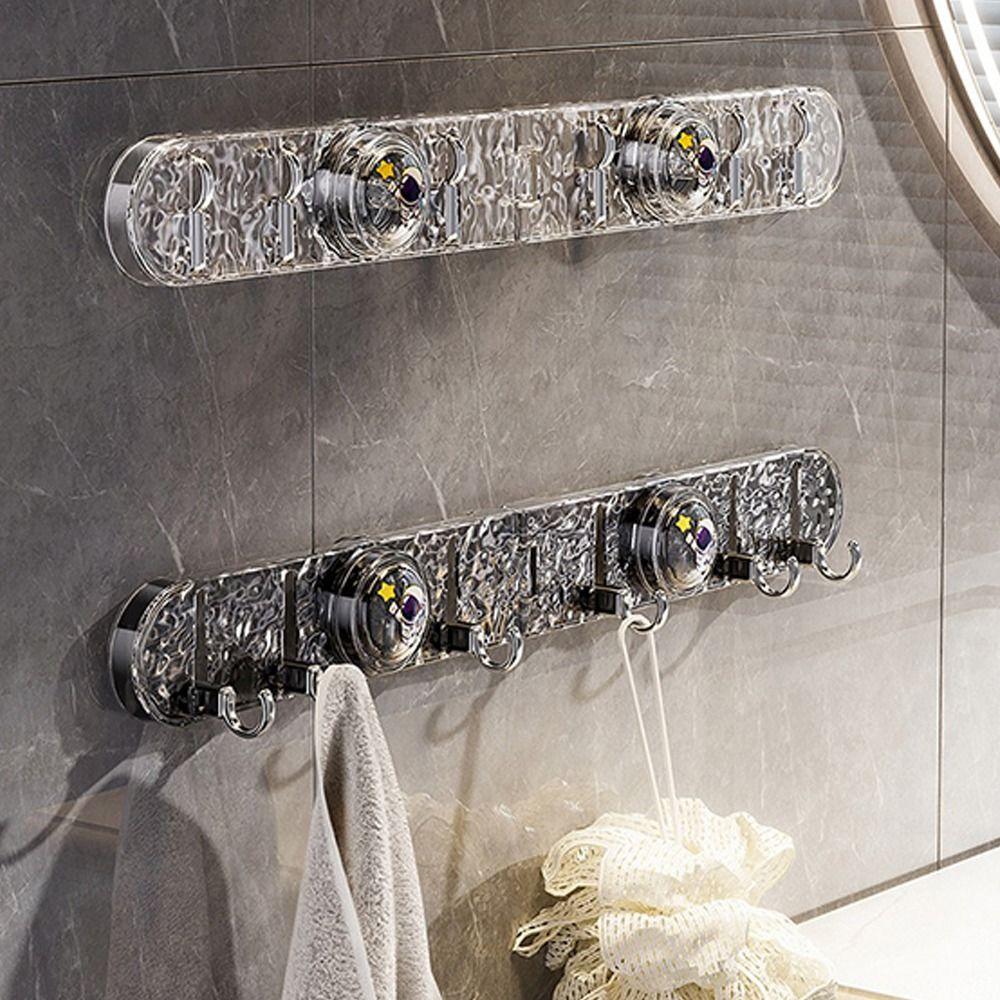 Folding Suction Cup Row Hook 6 Hooks Punch-Free Bathroom Towel Rack Corrugated Row Hook Strong Load-Bearing