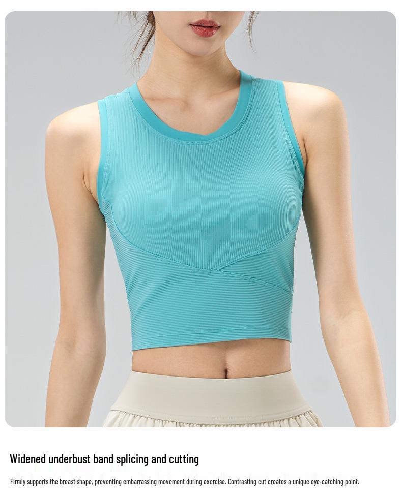 Women's Shockproof Yoga Tank: Wearable One-Piece Fitness & Pilates Bra Top