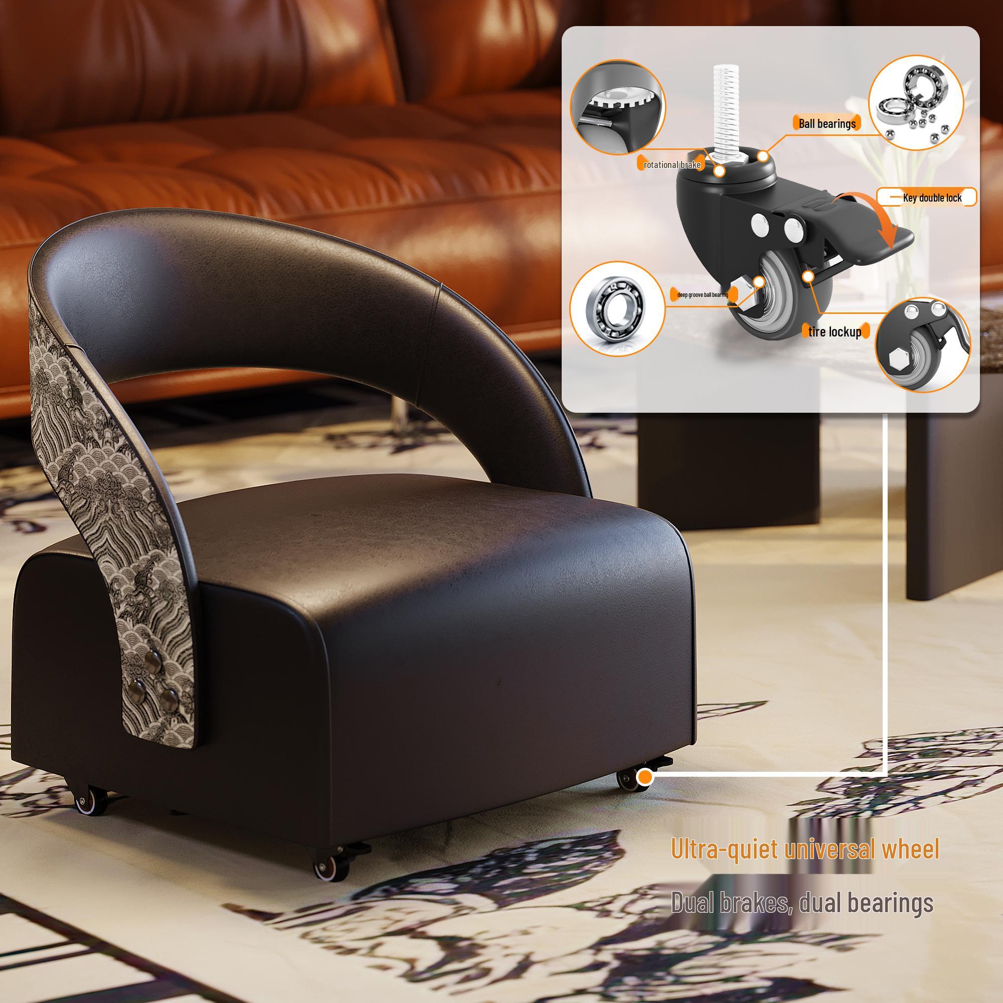 

Universal Small Roller Stool with Backrest - Soft, Movable, Low Stool for Living Room Sofa