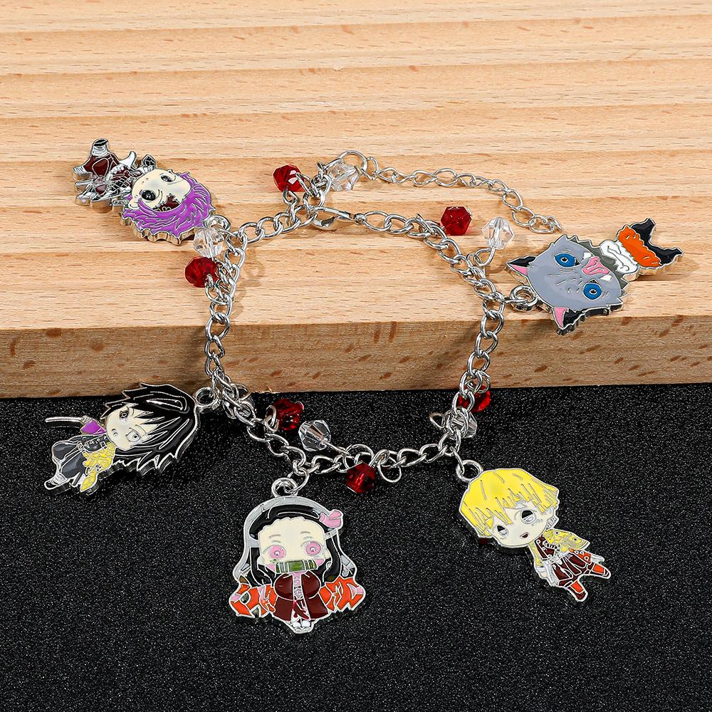 Demon Slayer Kimetsu No Yaiba Anime Bracelet DIY Charm Kamado Nezuko Pendant Cosplay Jewelry for Men And Women