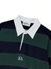 THE GREEN LAB Striped Rugby Collar Sweatshirt [Green/Navy]