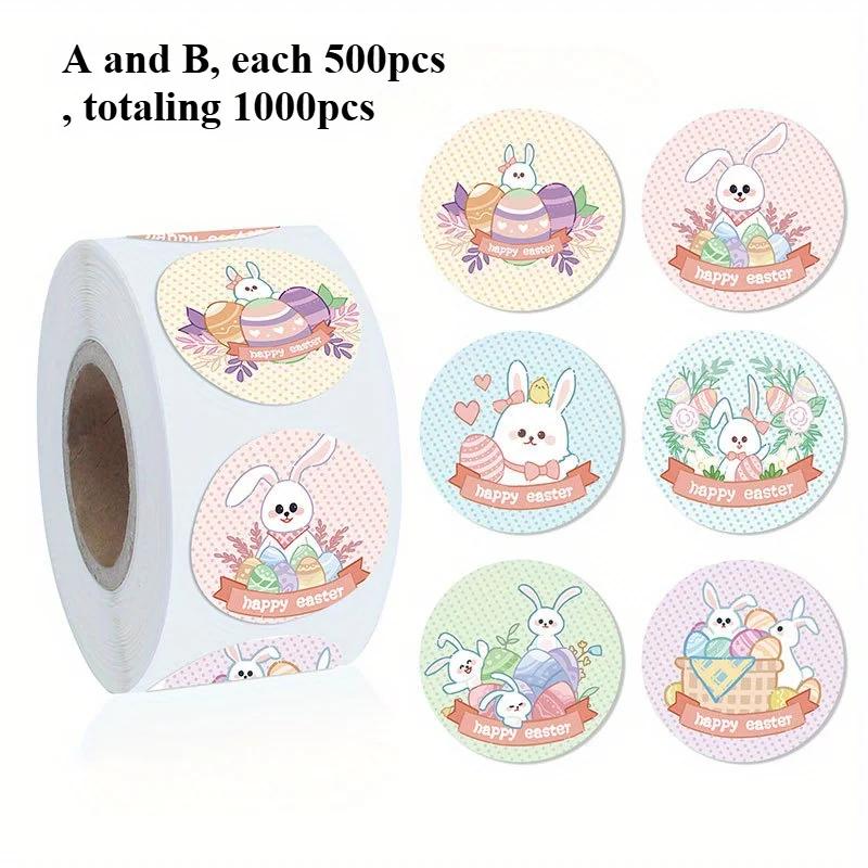 500pcs Rabbit Egg Stickers Backpacks Suitcases Envelopes Gift Boxes Baking Boxes Christmas Birthday Parties Farm Gifts Stickers
