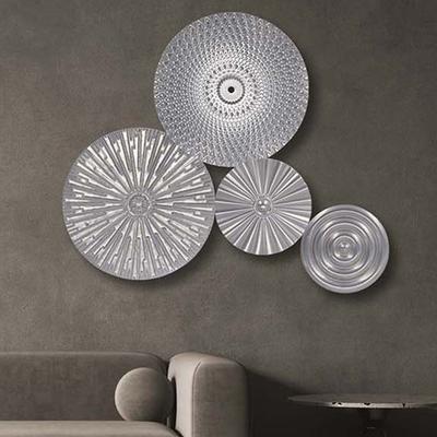 Demir Sanatı Dairesel Tasarım Minimalist İskandinav Tarzı Çoklu Stiller Gümüş Disk Oyma Desen El Sanatları Kolye Ev Dekorasyonları