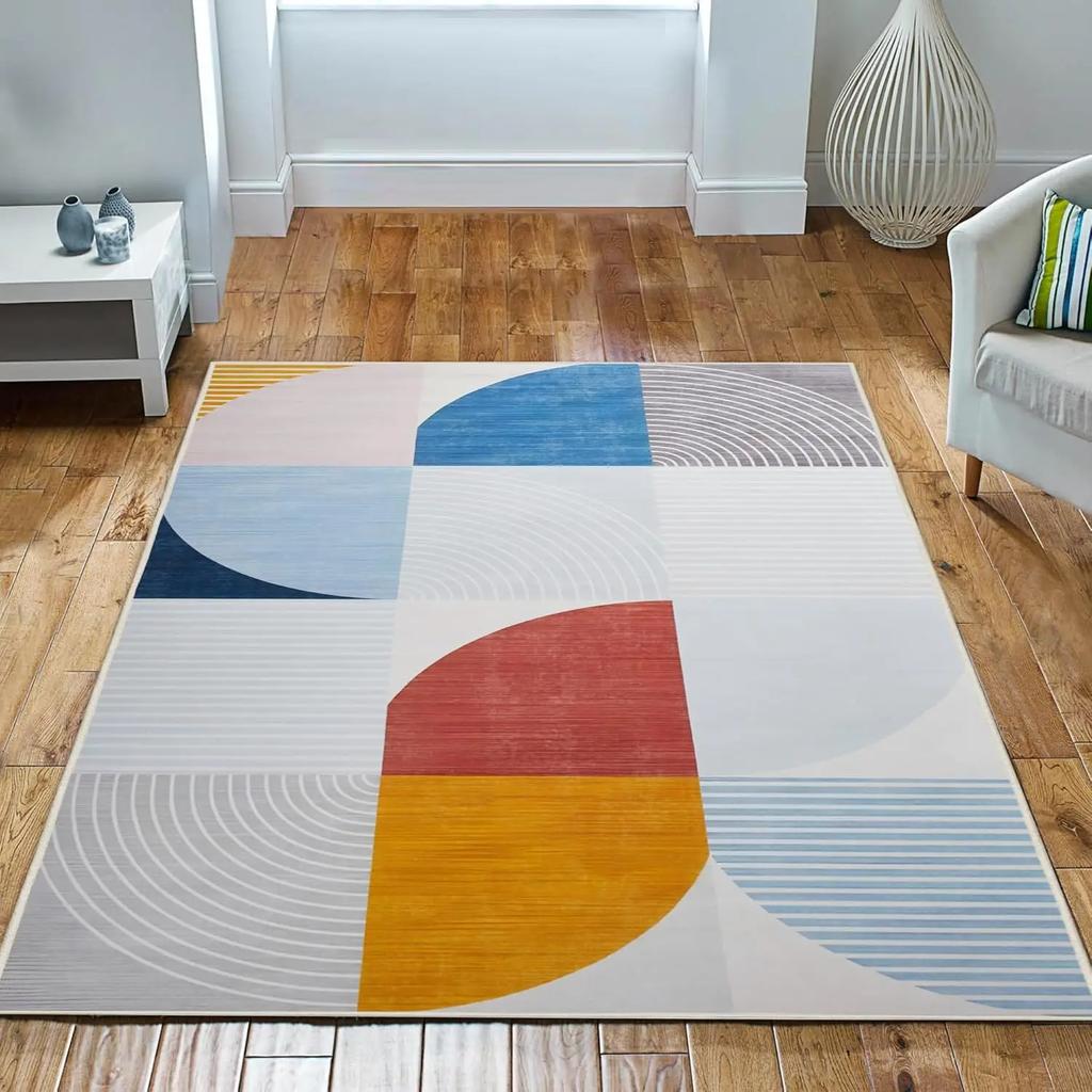 Geometric Style Living Room Carpet, Durable And Slip-Resistant Sofa, Coffee Table Rug, Bedroom Floor Mat, Home Decoration