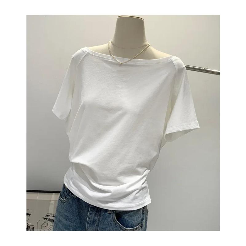 Dámske tričká Jednofarebné Jednoduché Letné Ležérne Krátky rukáv Univerzálne Mladé dievčatá Streetwear Y2k Top Estetické oblečenie Ins