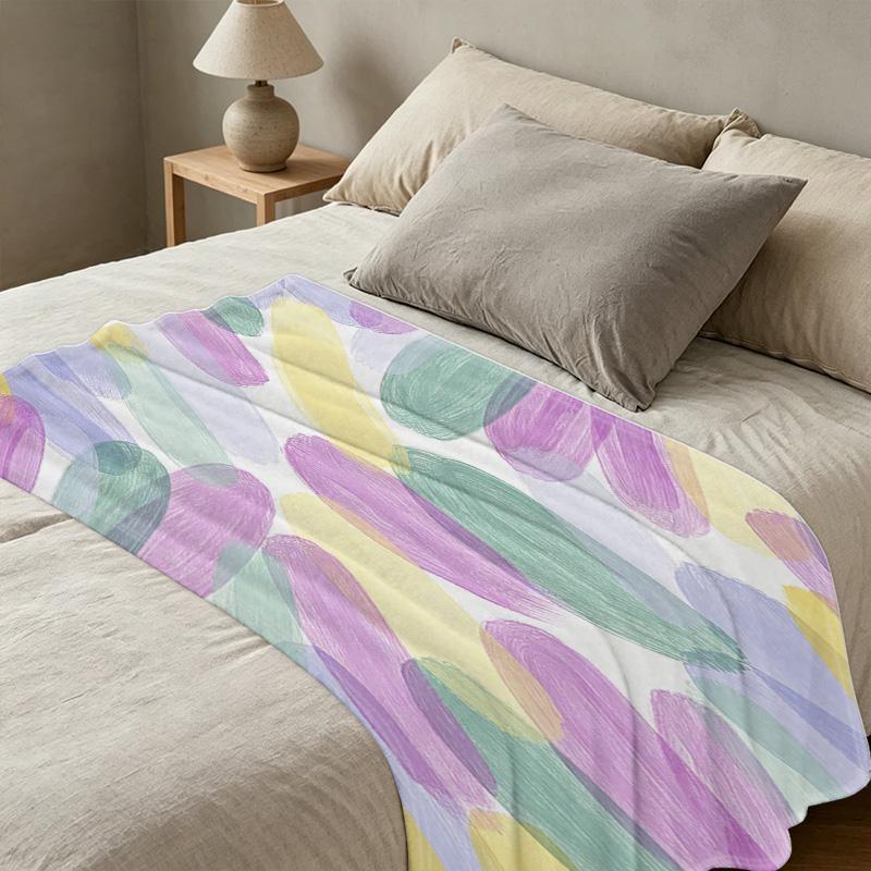 Lightweight Flannel Throw Blanket Soft Abstract Style, Fresh Colors, Warm Cozy Decorative Home Throw, Halloween & Christmas Use