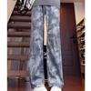 Tie-dyed pants men's spring and autumn models American high street loose jeans niche design straight tube micro-pull pants men