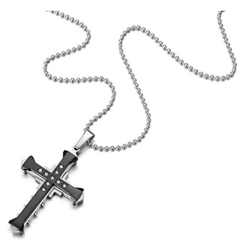 Cross Ornament Dark Knight Diamond Cross Necklace Domineering Bamboo Necklace