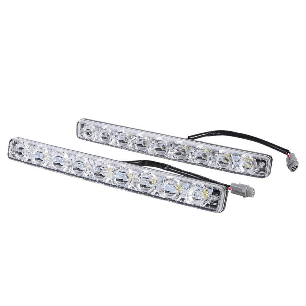 2Pcs 9-LED Car Fog Lights White Color Driving Lamps Energy-Efficient LED Strip Lights  Daytime Use
