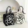 New Camellia Knit Tote Bag Korean Japanese Style Large Capacity Bucket Bag Casual Versatile Commute Handbag