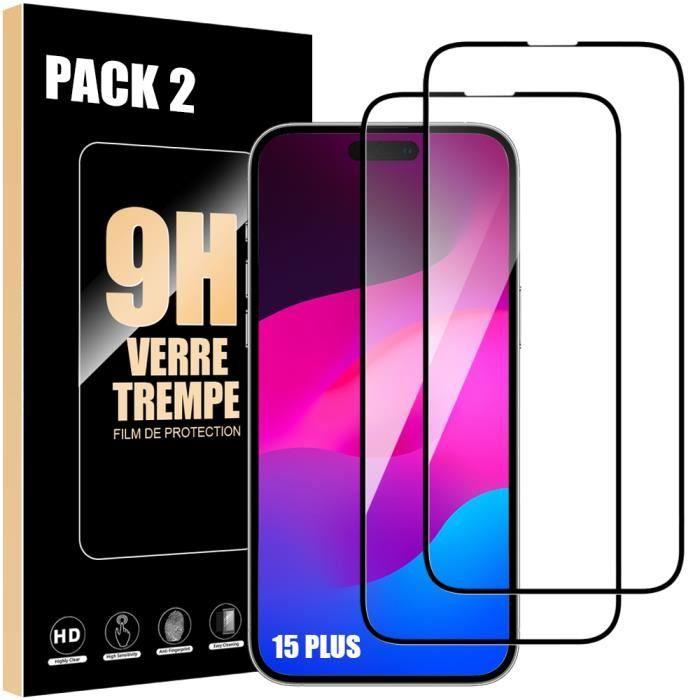 Verre Trempé - BOOLING - iPhone 15 Plus - Pack de 2 - Protection Antichoc - Résistant aux Rayures