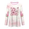 Women's Fashion Casual Long Sleeve Neck Top with Breast Ribbon Print for Support