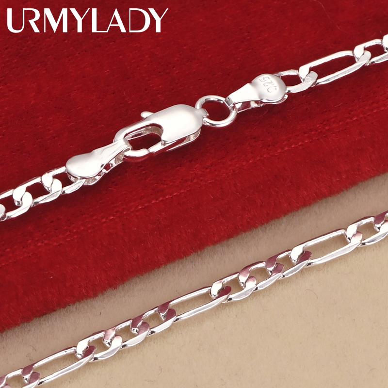 Noble new arrive 925 silver 4MM chain for men Women Bracelet Necklace jewelry set lady Christma gifts charms wedding