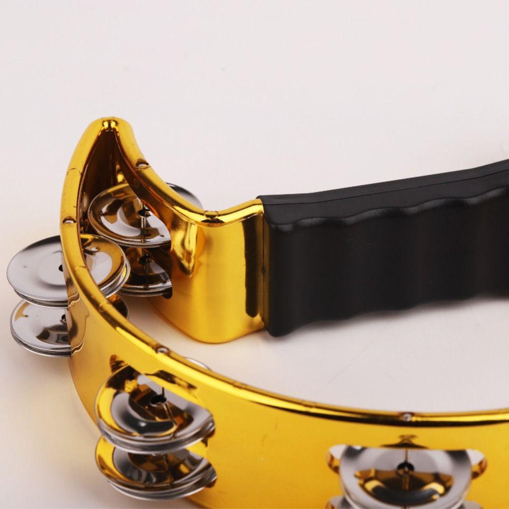 Professional Handheld Jingle Bells Bright Sound Orff Tambourine Hand Bell Hand Ring Tambourine KTV
