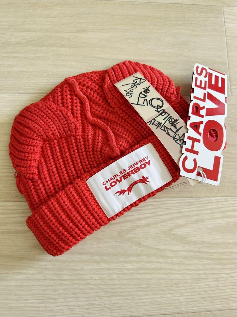 [USED] Charles Jeffrey LOVERBOY Knit Hat, Red, Unisex