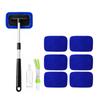 Car Window Cleaning Tool 360 Rotating Adjustable Long Handle Microfiber Glass Cleaner Kit
