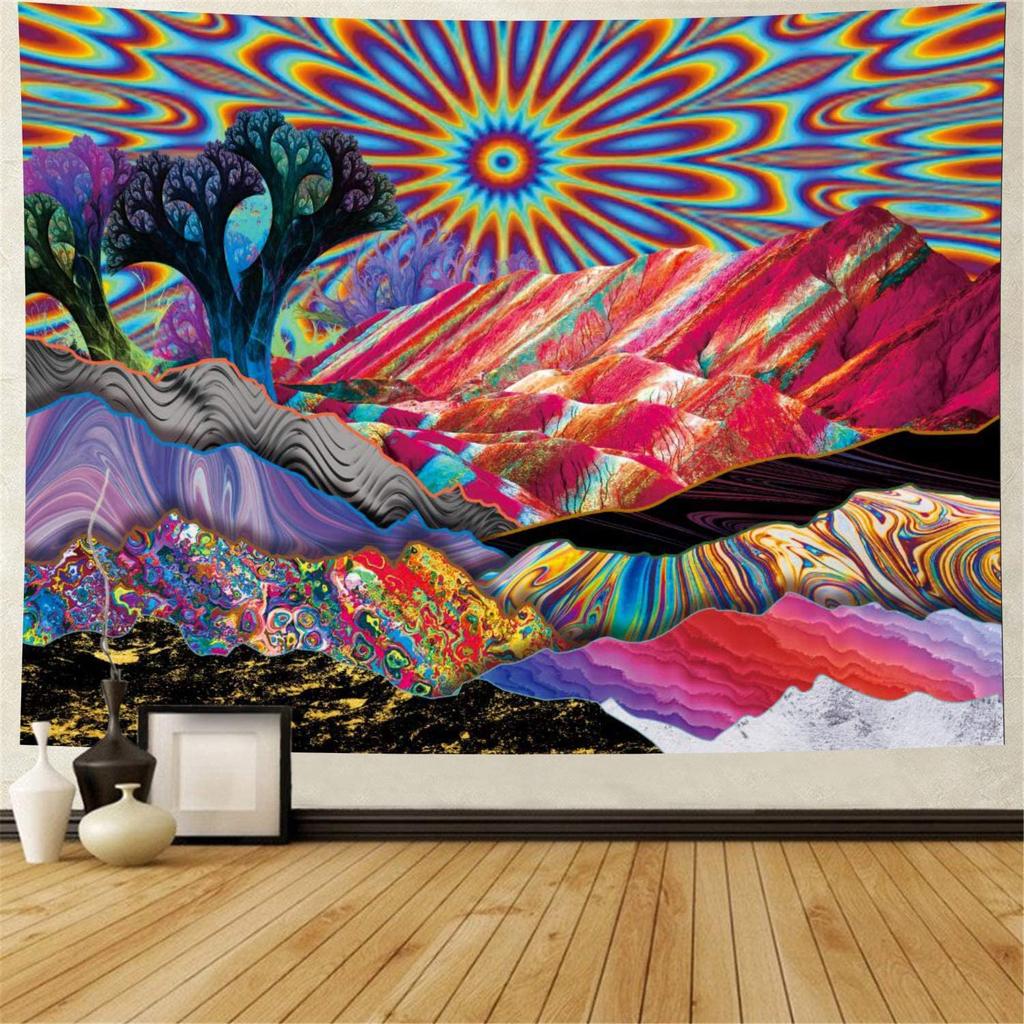 Psychedelic Tapestry Abstract Tree Hanging Colorful Natural Landscape Wall Tapestry Bohemian Decor Painting