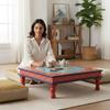 Wooden Chowki | Traditional Indian Bajot Table | Pooja Chowki for Home Decor & Festivals | Colorful God Stand Design, Hand Painted Mandap