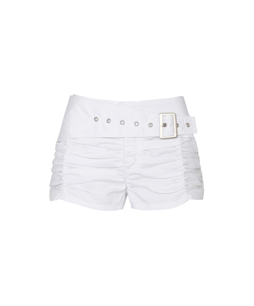 PAINORPLEASURE Viola Belted Shorts Ivory