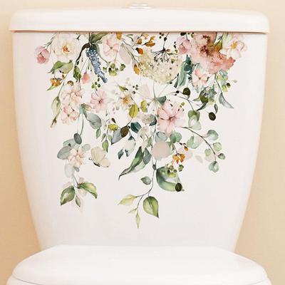 Toilet Seat Lid Decal Self Adhesive Strong Stickiness Waterproof Removable Plant Leaves Flowers Toilet Lid Sticker