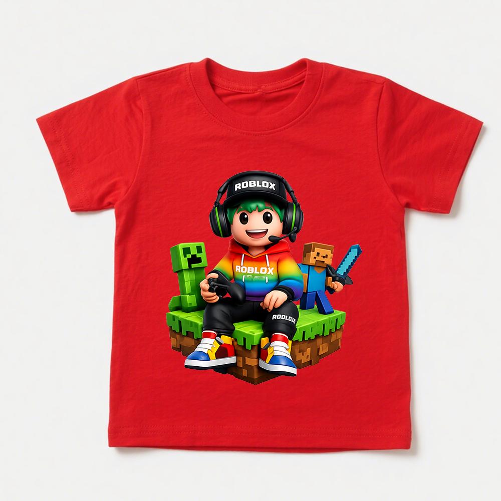 Roblox Spiel Print T-Shirts für Jungen Mädchen Kinder Kurzarm T-Shirt Oberteil Kinder Freizeitkleidung