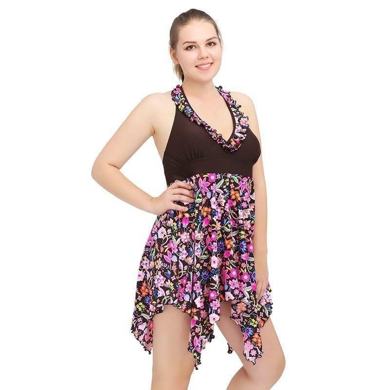 Stylish New Women Sexy Fashion Plus Size Floral High Waist Swimsuit Dress For Elegant Swim Days