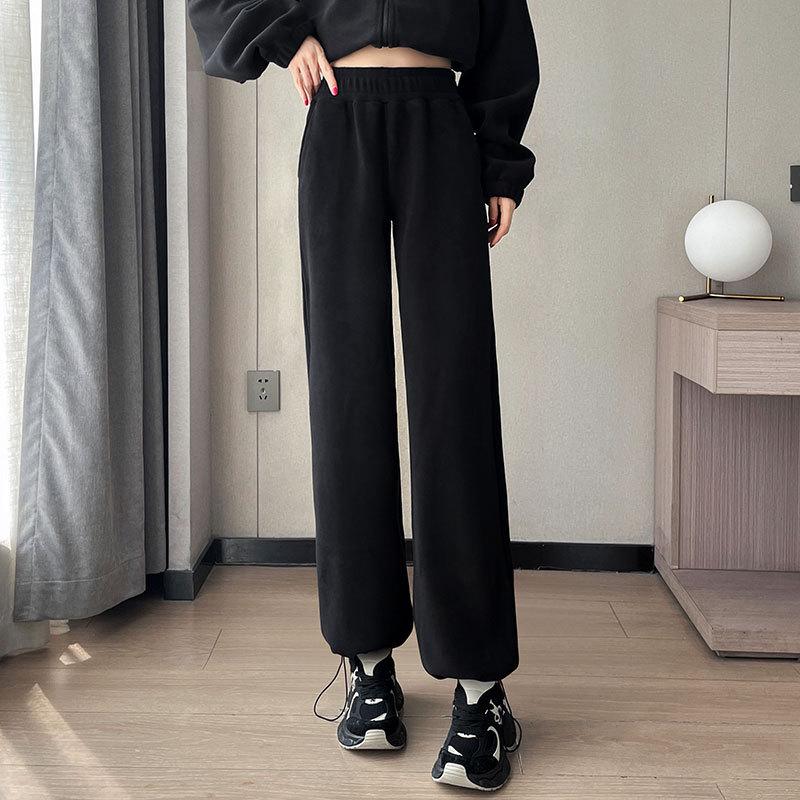 Women's 2024 Double-Sided Fleece Tracksuit: Cozy Yoga Jacket & Casual Warm Pants for Autumn/Winter Fitness.