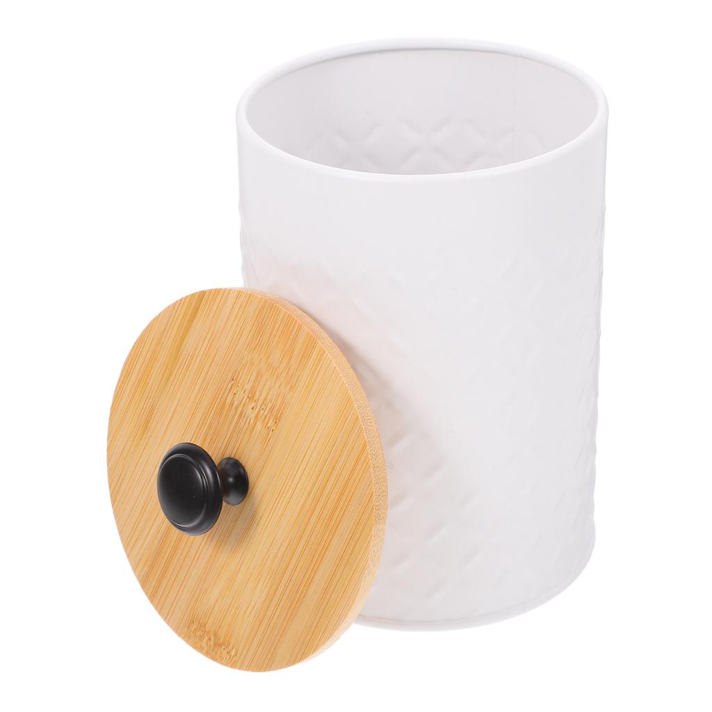 Metal Kitchen Canister with Airtight Bamboo Lid for Coffee Beans Tea Sugar Grains Spices Countertop Storage Freshness Keeper
