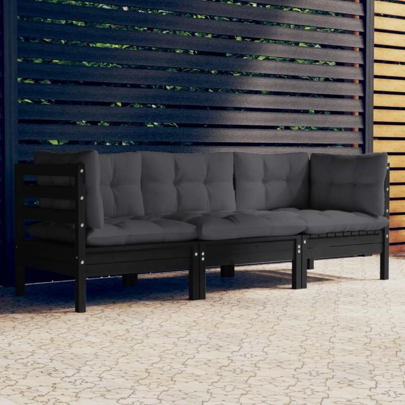 Day and Night - Day and Night 3-seater Garden Sofa with Anthracite Gray Pine Wood Cushions