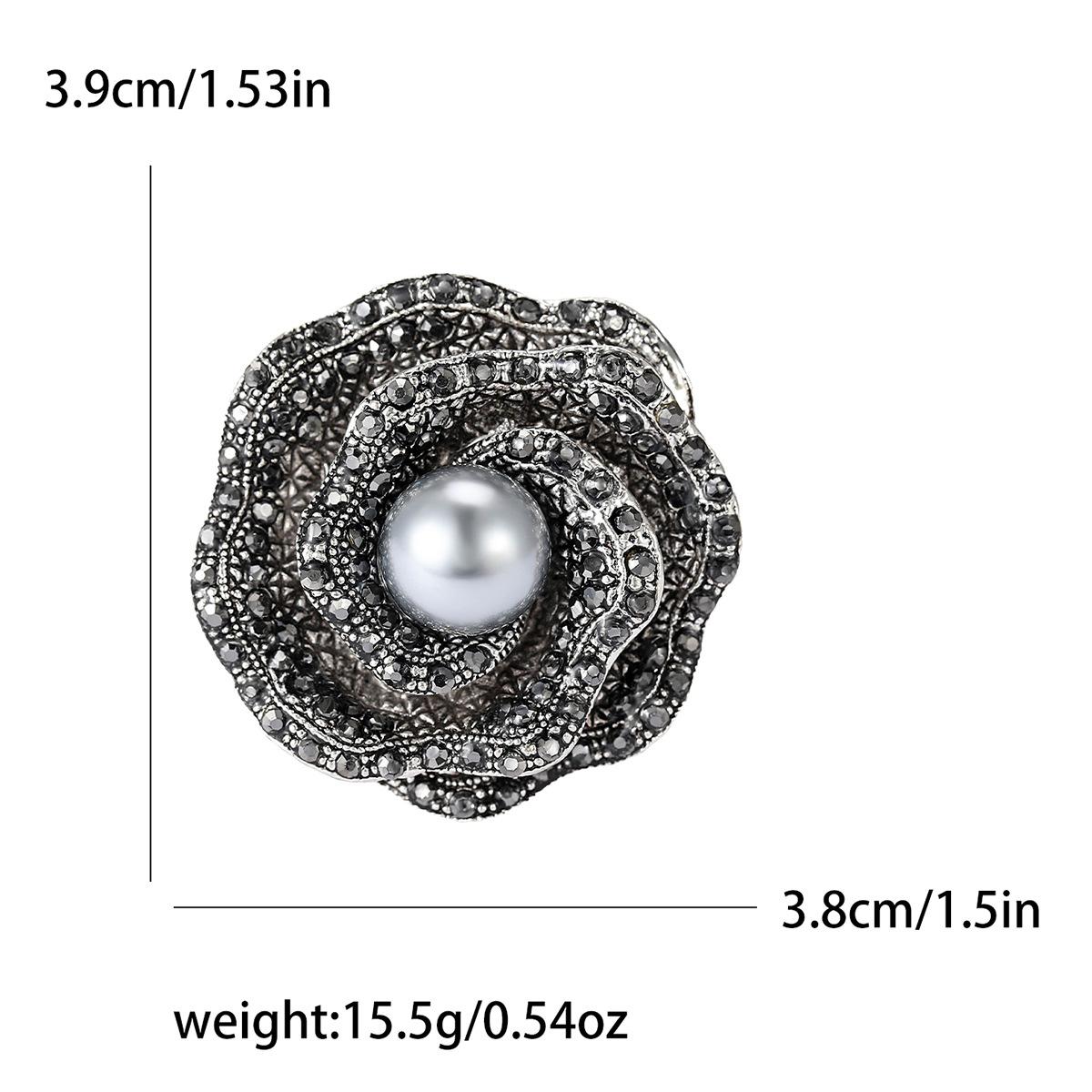 Винтажная брошь-роза из сплава со стразами, модная универсальная женская брошь для пальто, корсаж, аксессуары