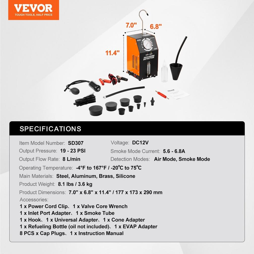 Automotive Smoke Machine Leak Detector EVAP Leak Tester Built-in Air Pump