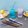 14 Pcs Reble Bent Colorful Glass Straws,9''x8 Mm Shatter Resistant Cute Drinking Straws with 2 Cleaner Brush for Coffee,Juice,Cocktail,Teas,Beverages