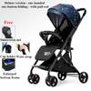 One Click Folding Baby Stroller Can Sit & Lying Foldable Portable Lightweight Baby Strolling Cart Large Space Adjustable Backset
