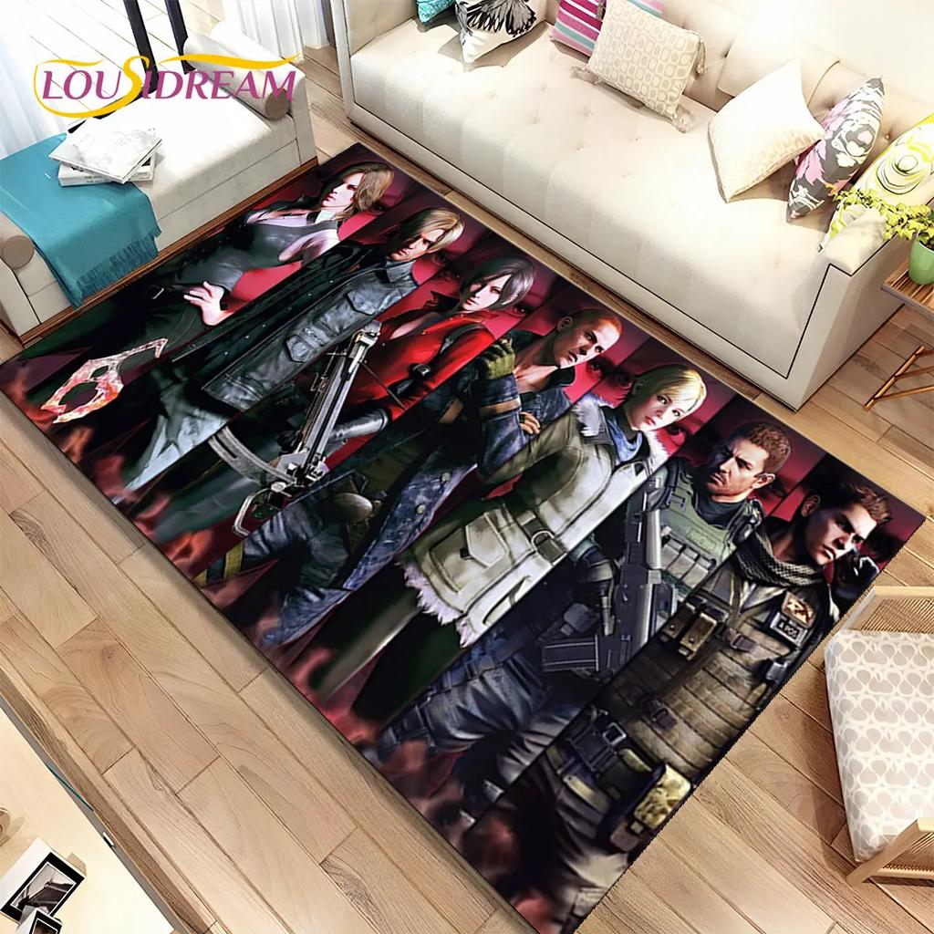 3D R-Resident Evil Games Gamer Area Rug,Carpet Rug for Living Room Bedroom Sofa Doormat Decoration, Kids Play Non-slip Floor Mat