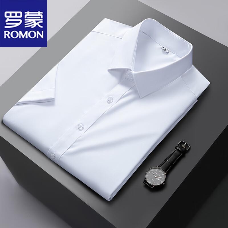 ROMON Men's Short Sleeve Bamboo Fiber Ice Silk Casual Business Shirt