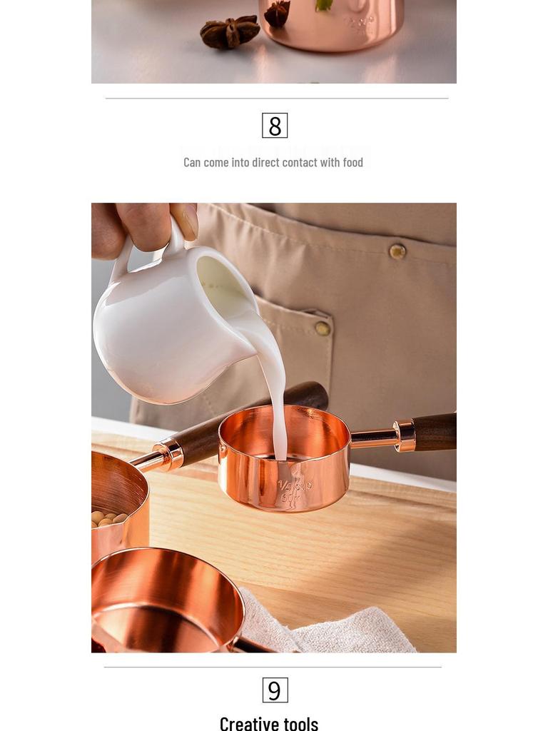 8-Piece Wooden Handle Stainless Steel Measuring Cup and Spoon Set