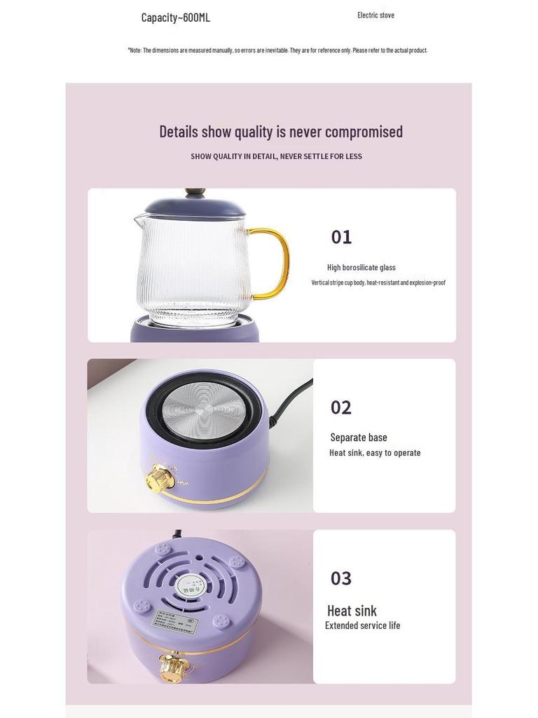 Large Capacity Electric Glass Kettle for Herbal Tea & Hot Milk