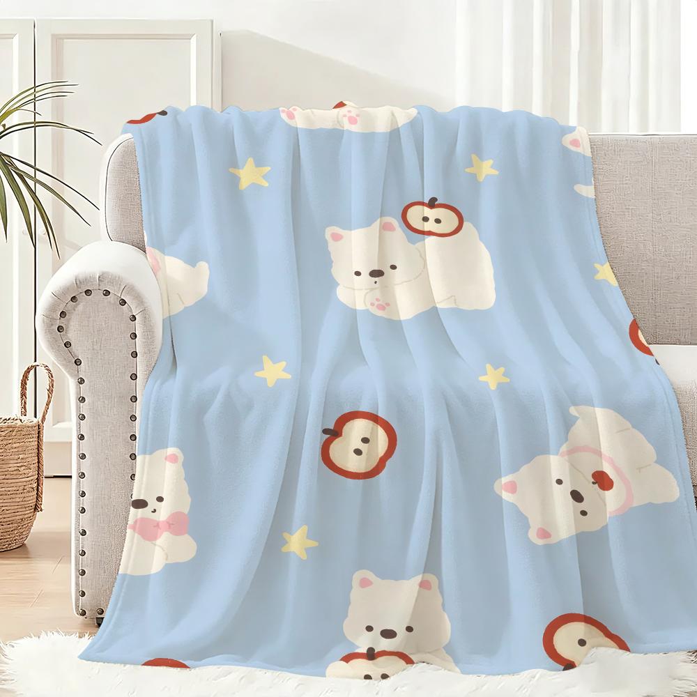 Puppy ins cute Throw Lightweight 240g Flannel Blanket Soft Skin-friendly for Summer Cooling