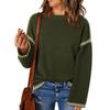 Autumn and Winter Solid Color Round Neck Loose Long Sleeved Contrasting Knitted Pullover Women's Sweaters