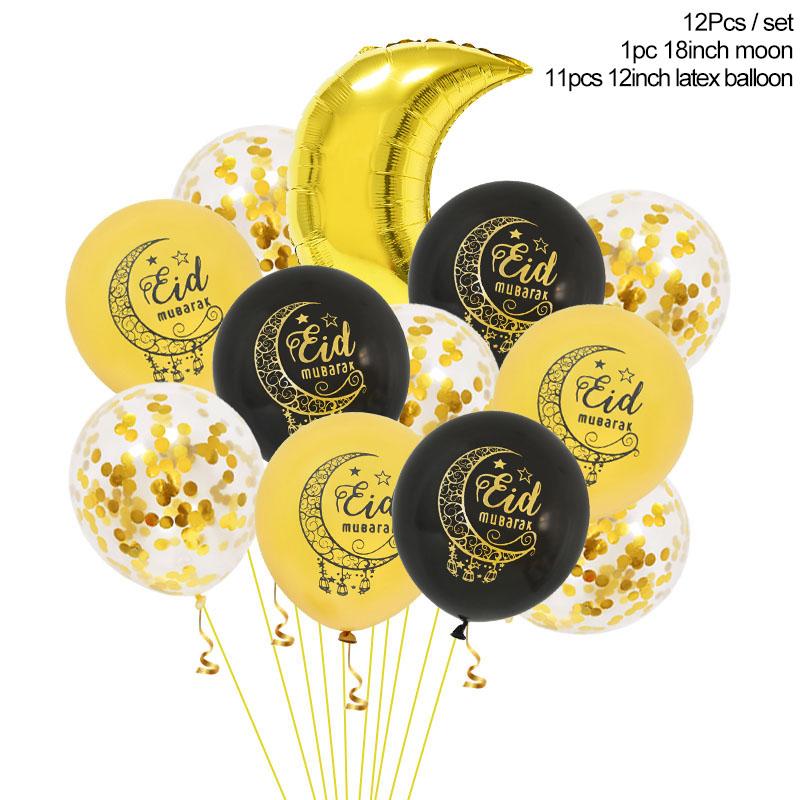 2024 Eid Mubarak Decoration Tablecloth Table Runner Banner Balloons Islamic Muslim Party Decor Ramadan Kareem Eid Al Adha Gift