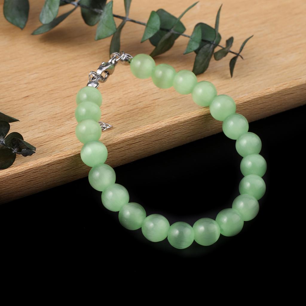 Γυναικείο Βραχιόλι Φυσική Πέτρα Χάντρες Μάτι της Γάτας 8X8 MM Γούρια Για Γυναίκες Ρομαντικό Δώρο Γενεθλίων