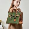 Niche High-end Leather Messenger Tote Portable Women's Bag Commuter First Layer Cowhide Contrasting Platinum Bag