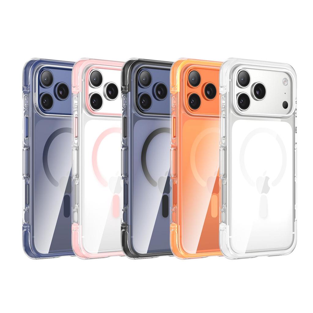 iPhone 17 Pro Max Color-Block Airbag Transparent Magnetic Case - New Anti-Fall Protective Cover