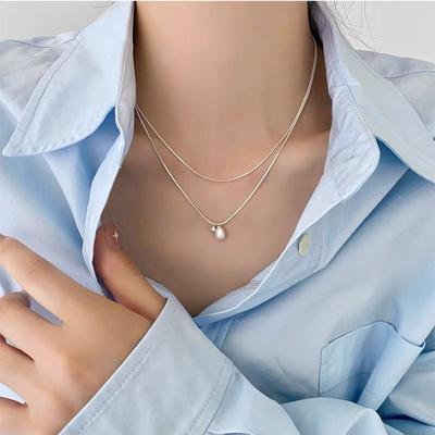 Double-layer Stacked Pearl Necklace Women's New Niche Light Luxury High-end Clavicle Chain Temperament Simple Neck Chain