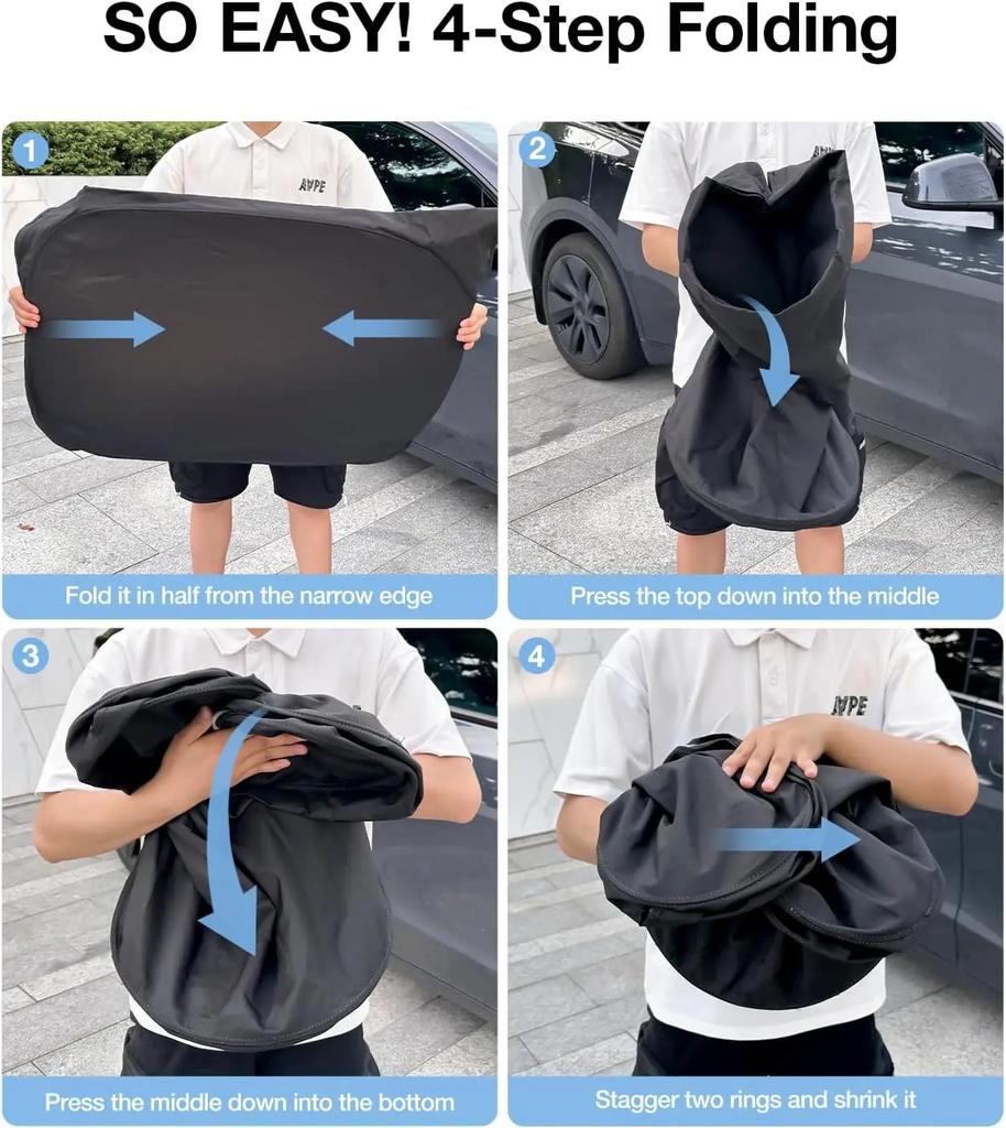 For Tesla Model Y Juniper Model 3 Highland Windshield Sunshade Sun Blockage Foldable Heat Insulation Sunshade Storage Bag Amagi