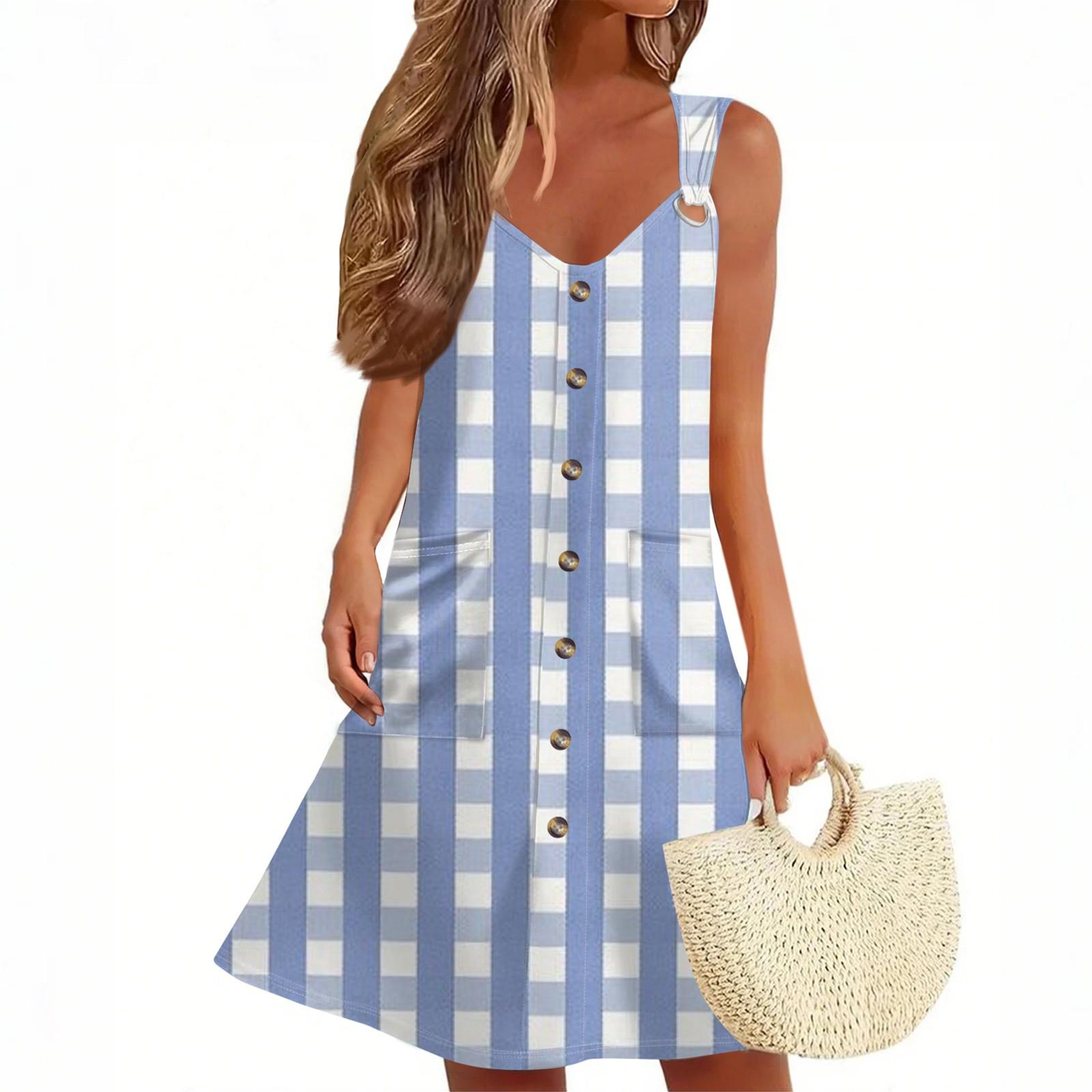 

Женское летнее платье с карманом, без рукавов, сарафан с сетчатым принтом S